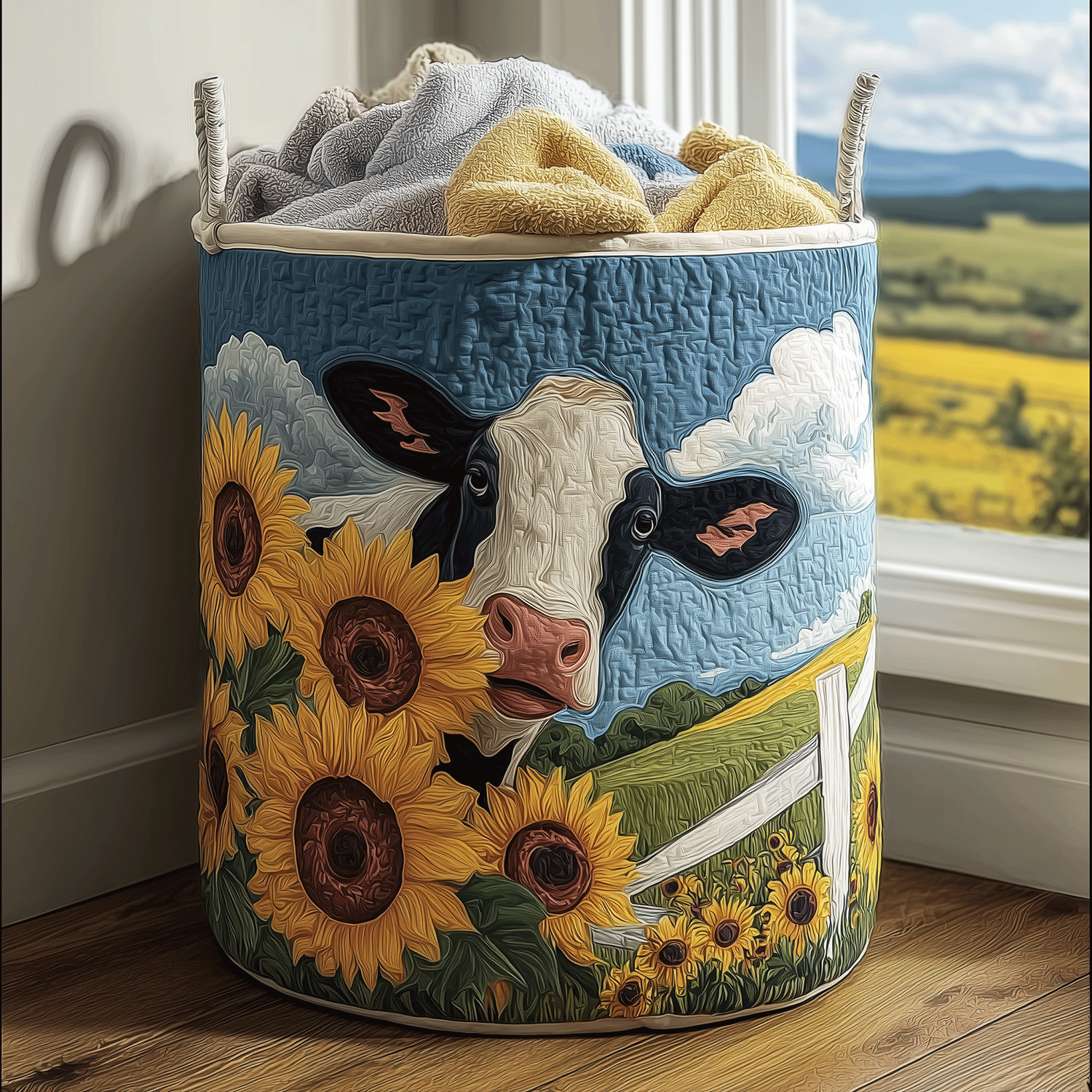 Sunny Cow Laundry Basket Laundry Gifts, Housewarming Gift Ideas, Mother's Day Gifts