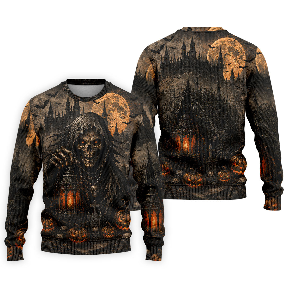 Grim Reaper Lantern Halloween Horror Character Polo Shirt, Mens Golf Polo, Mens Golf Apparel