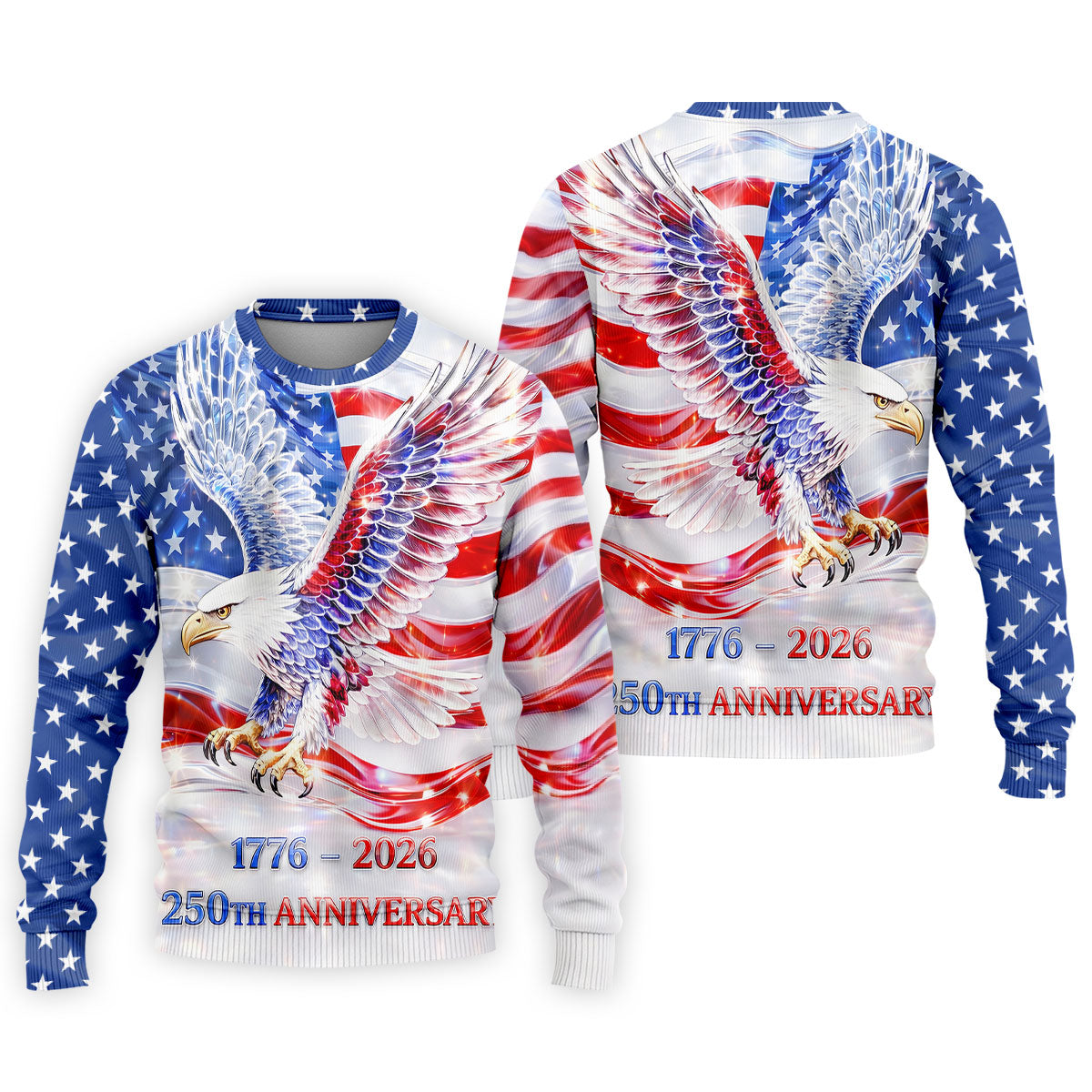 Bold Eagle American Flag Golf Shirt, Patriotic 4th Of July 250 Years Golf Shirts For Men