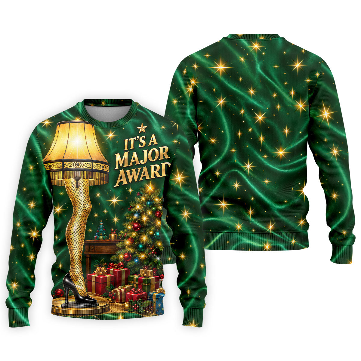 Major Award Leg Lamp Christmas Golf Polo Shirt, Mens Golf Shirts, Christmas Golf Shirt
