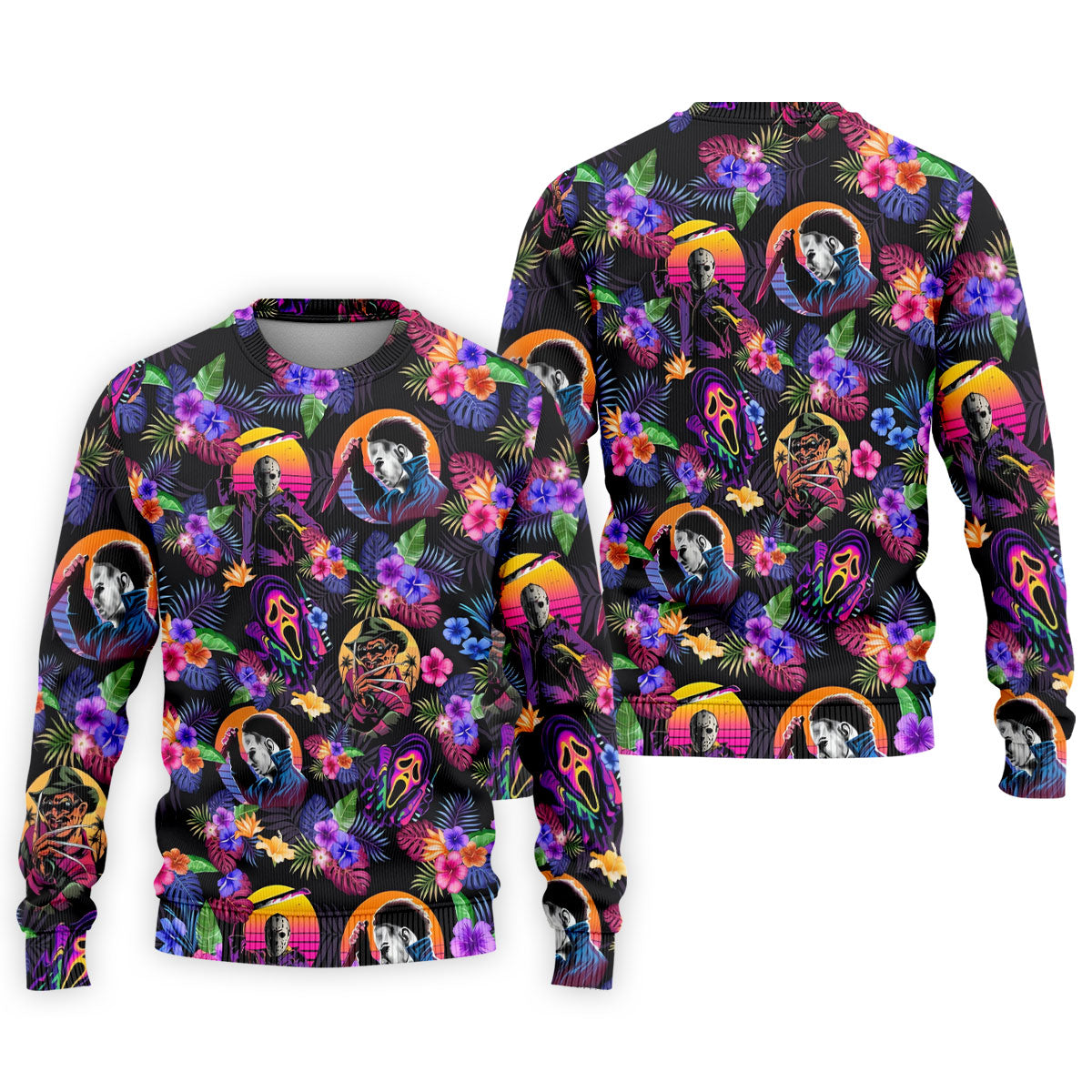 Retro Neon Horror Character Halloween Golf Shirt, Mens Golf Polo, Hawaiian Golf Shirt