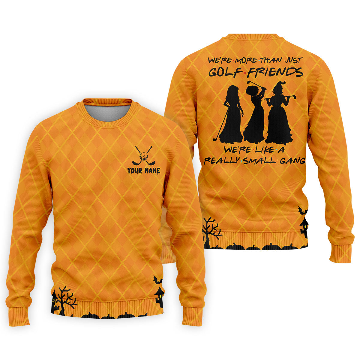 Your Name Golf Friends Horror Character Polo Shirt, Halloween Shirt, Mens Golf Polo