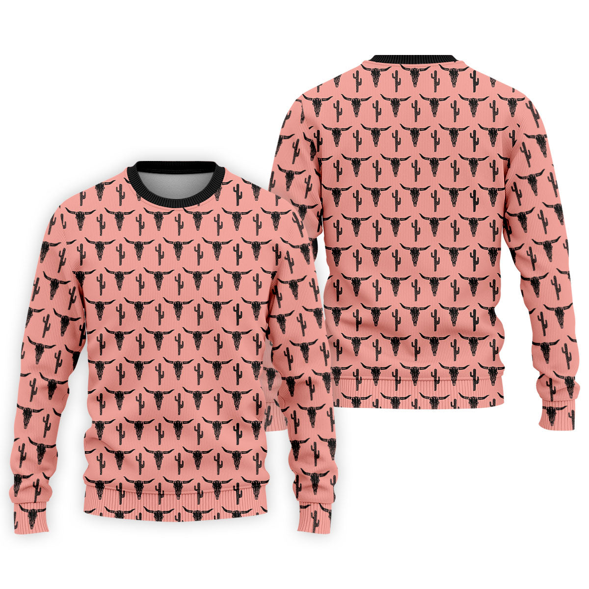 Longhorn Cow Skull Western Theme Peach Pink Golf Tops For Men, Polo ShirtFor Men, Golf Shirts For Men