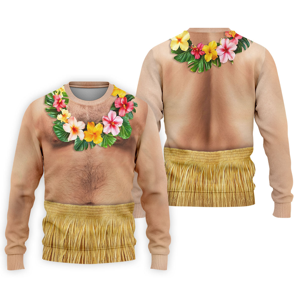 Floral Lei Tropical Theme Party Men's Funny Golf Shirts, Hawaiian Golf Shirt, Polo Shirts For Men