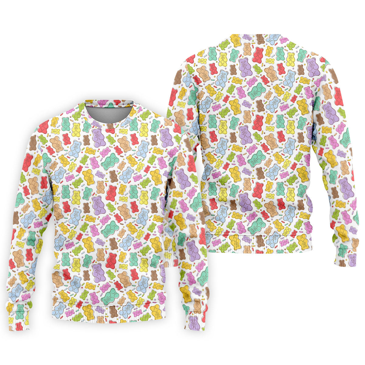 Gummy Bear Golf Shirt, Colorful Candy Pattern Men's Golf Polo, Polo Shirts For Men