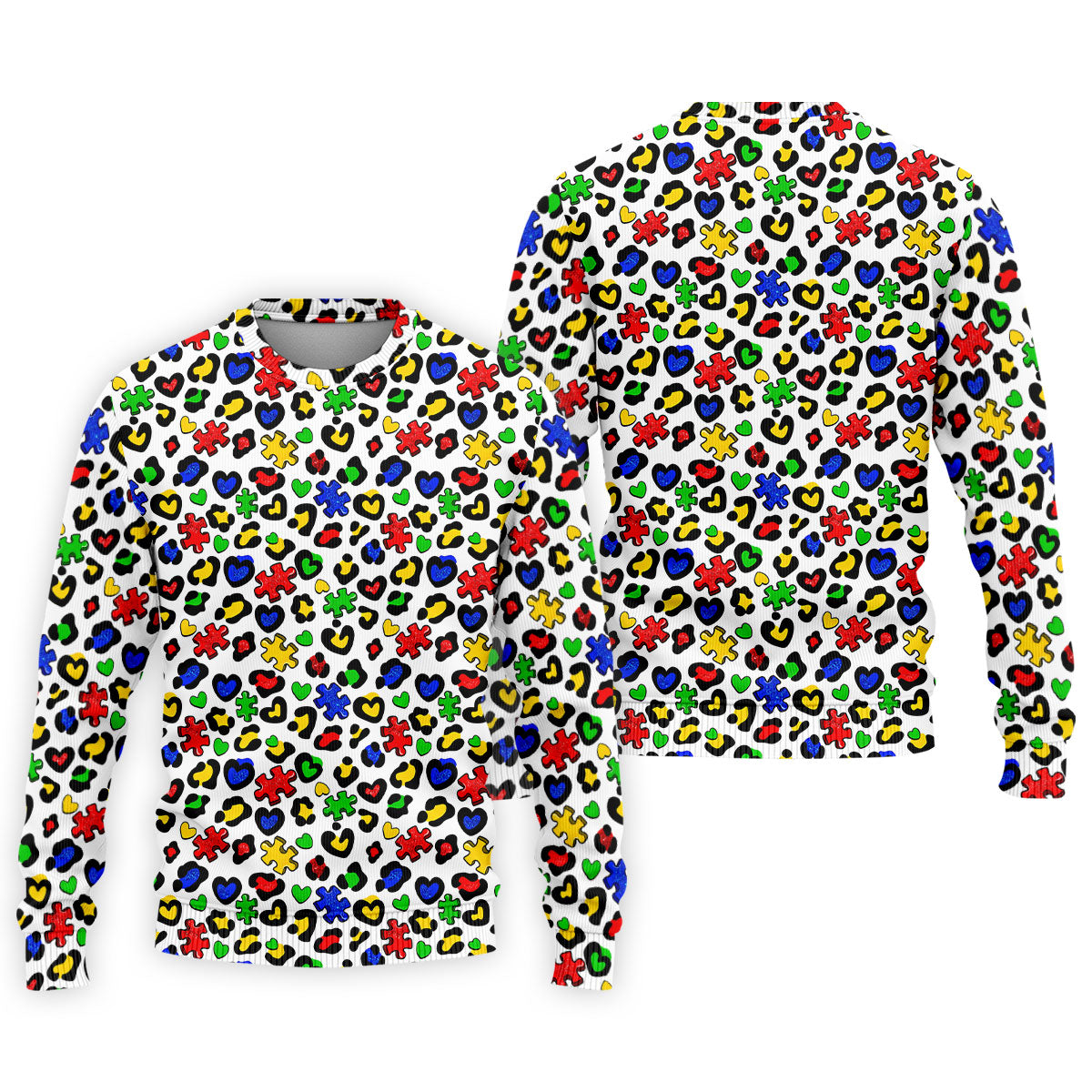 Autism Awareness Color Leopard Pattern White Golf Shirt, Golf Tops For Men, Polo ShirtFor Men, Golf Shirts For Men