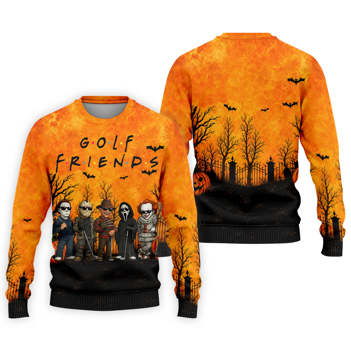 Halloween Golf Friends Hawaiian Golf Shirt, Mens Golf Polo, Golf Shirts For Men