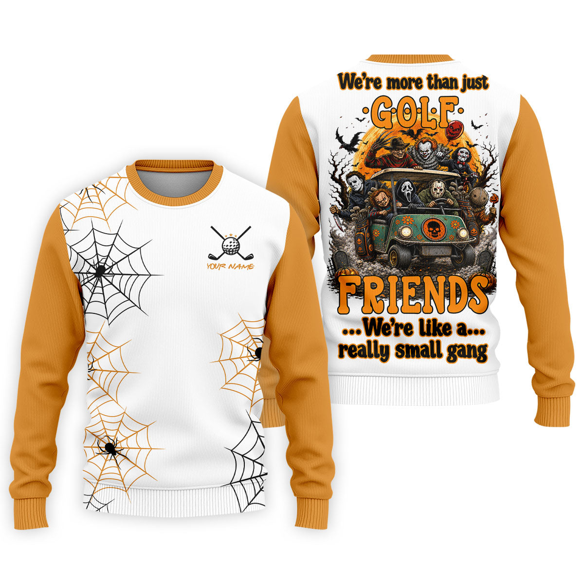 Custom Halloween Golf Friends Hawaiian Golf Shirt, Mens Golf Polo, Golf Shirts For Men