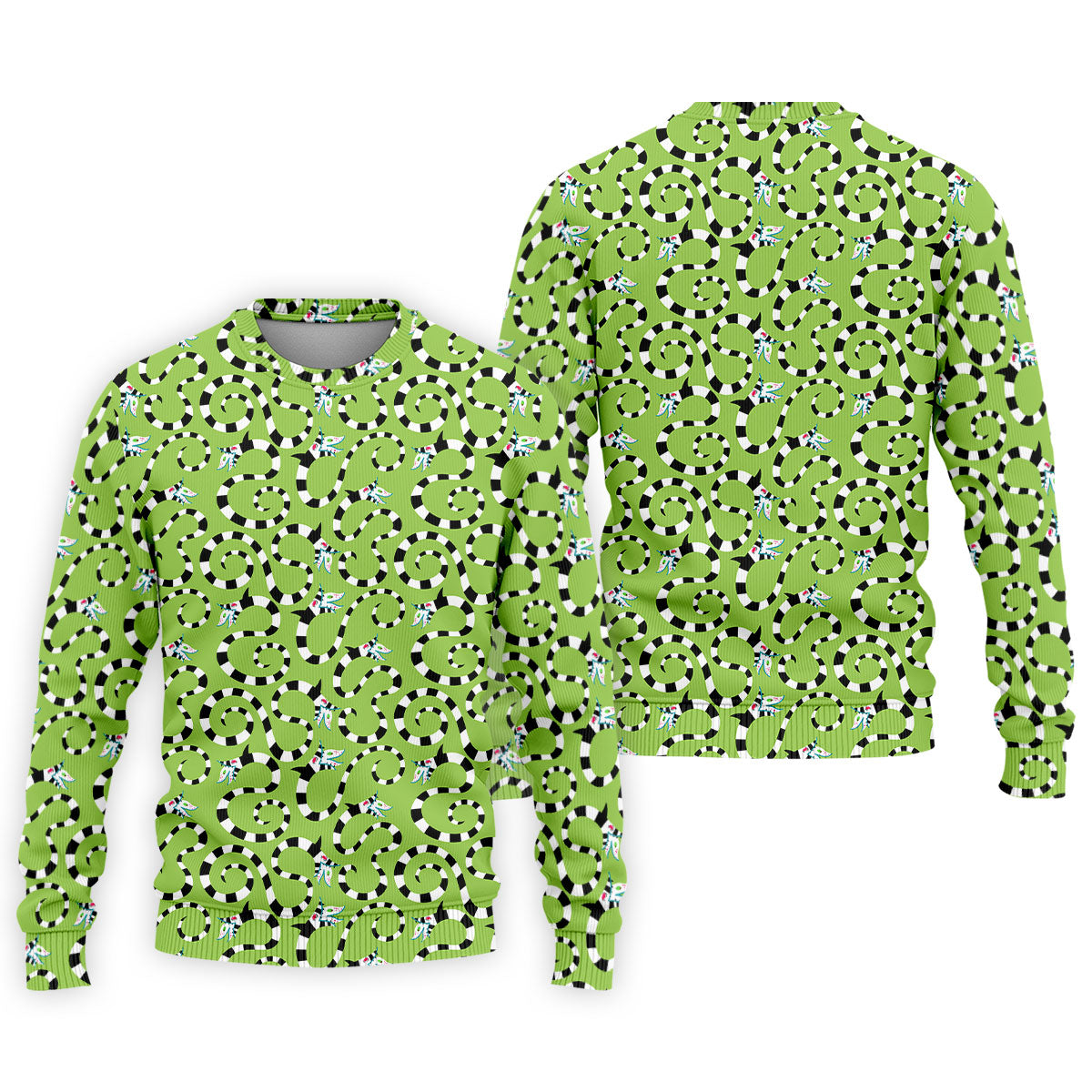 Striped Horror Creature Golf Polo Shirt, Golf Shirts For Men, Halloween Shirts For Men