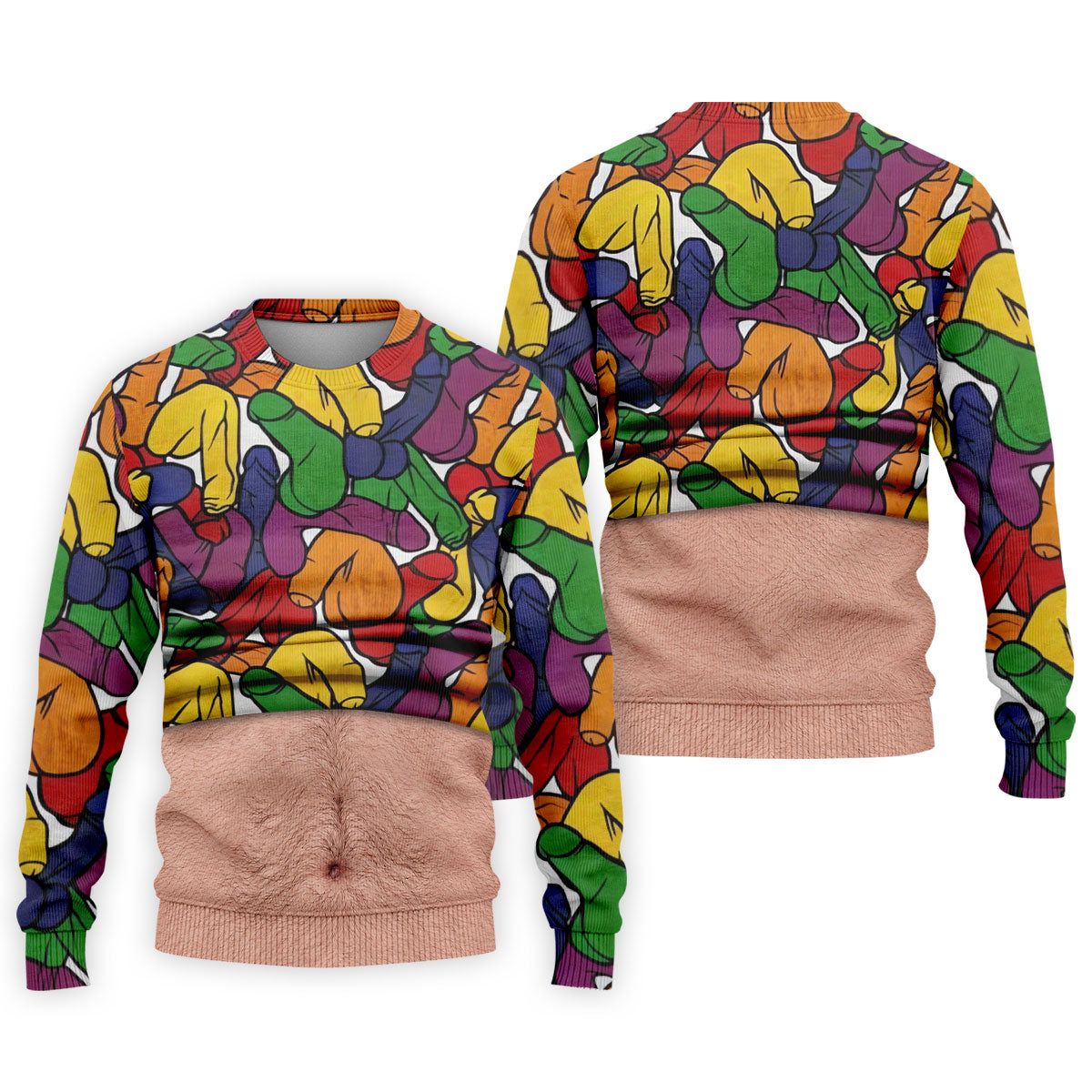Funny Belly Illusion Colorful Pattern Polo Shirt, Mens Golf Polo, Golf Shirts For Men