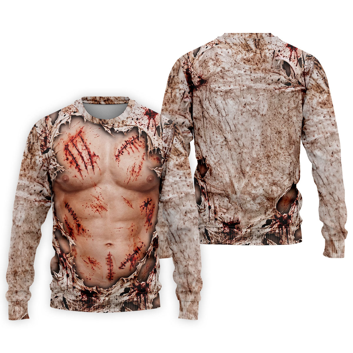 Bloody Stitched Torso Halloween Costume Polo Shirt, Mens Golf Shirts, Halloween Golf Shirt