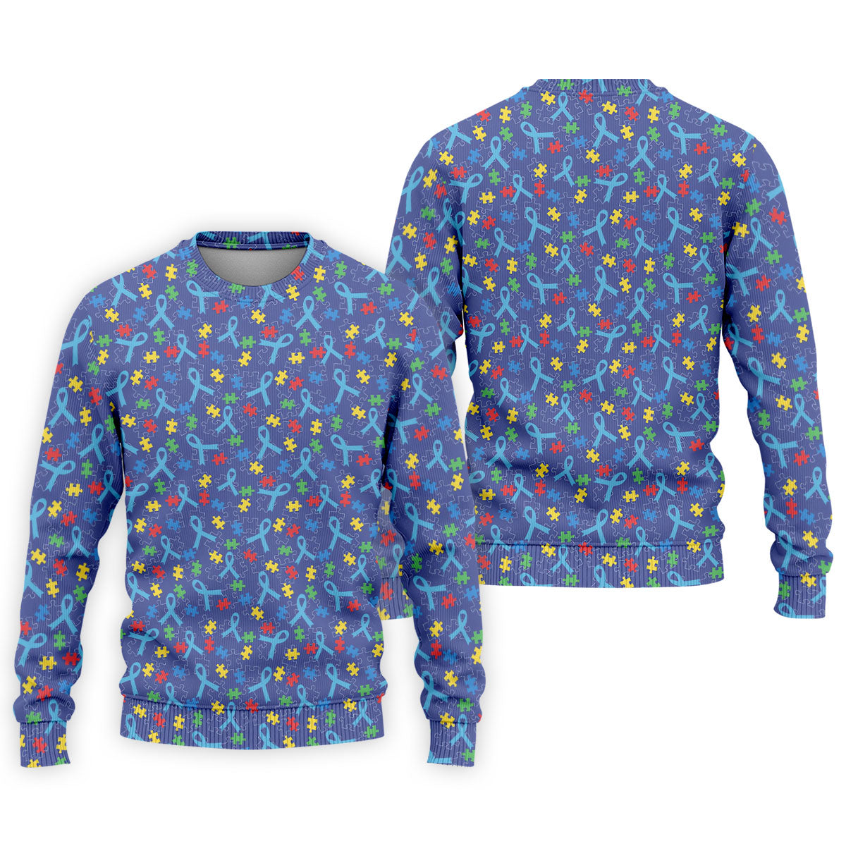 Autism Puzzle Ribbon Pattern Golf Tops For Men, Autism Awareness Color Polo ShirtFor Men, Golf Shirts For Men