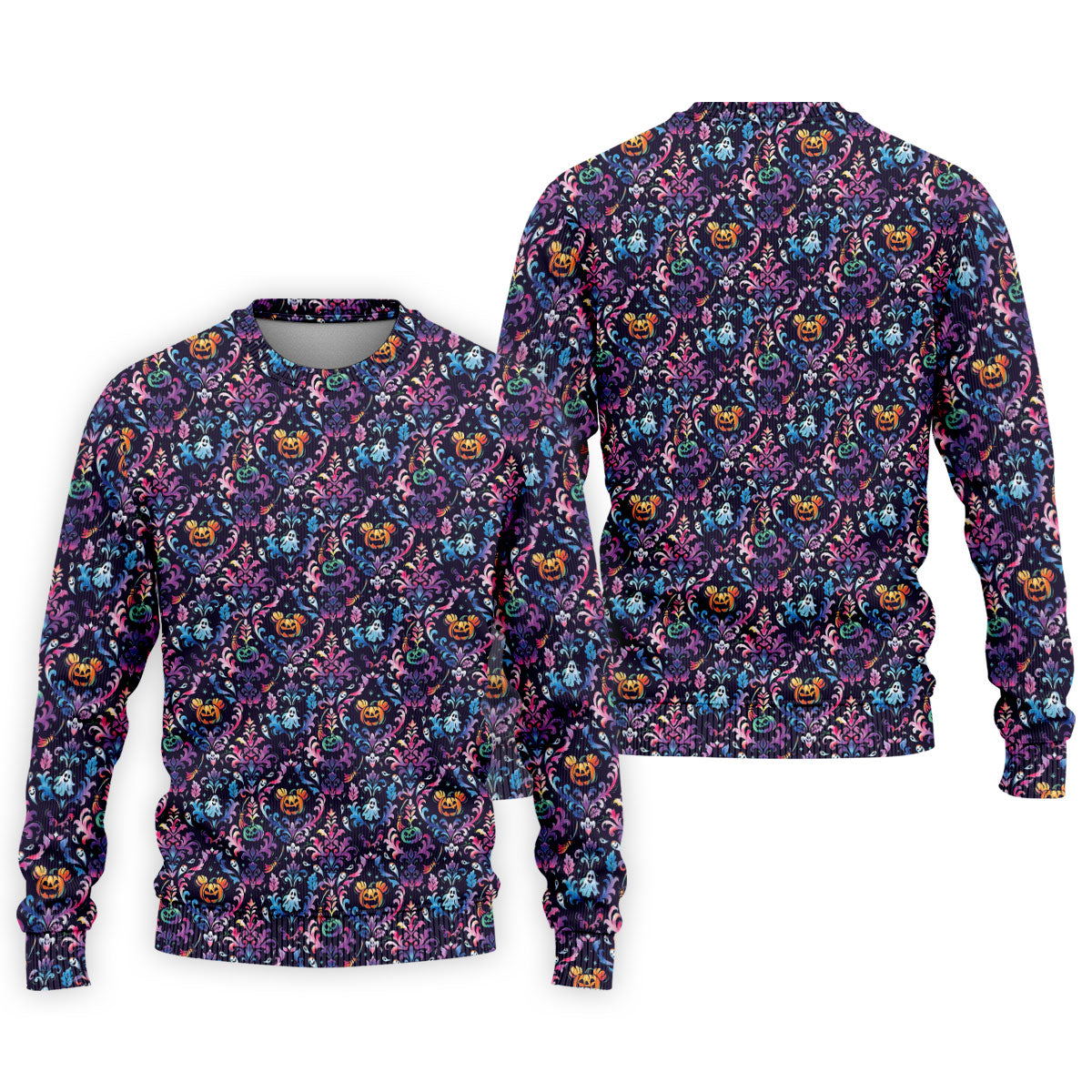 Colorful Ghost Pumpkin Floral Halloween Polo Shirt, Mens Golf Polo, Printed Golf Shirts