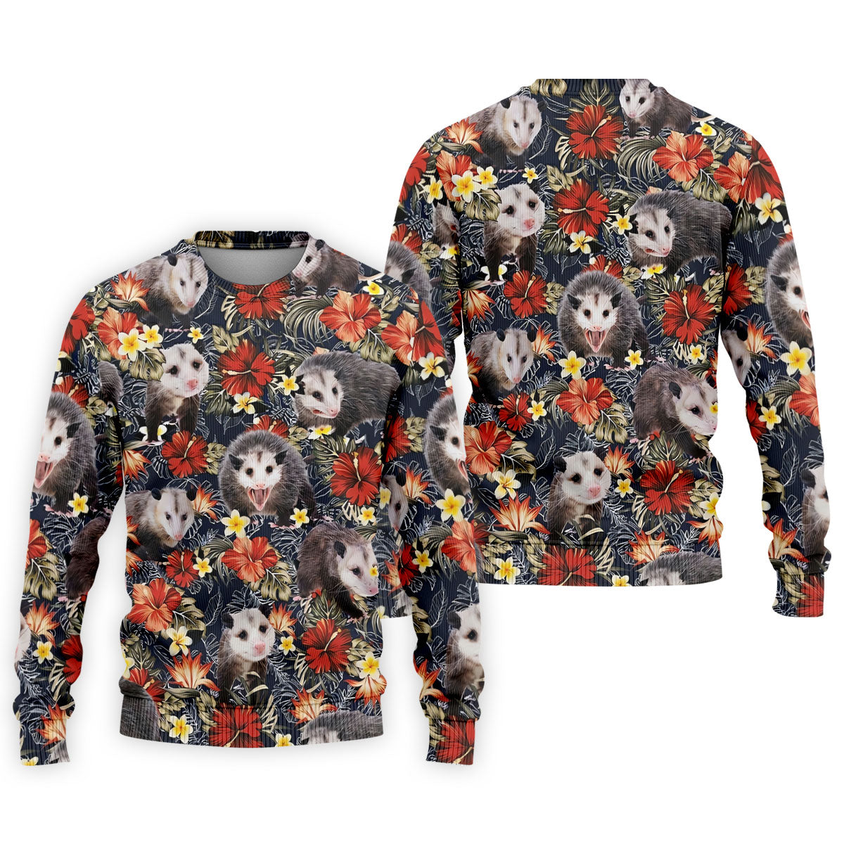 Cute Possums Hibiscus Flowers Golf Polo, Island Foliage Hawaiian Golf Shirt, Golf Tops For Men, Golfing Apparel