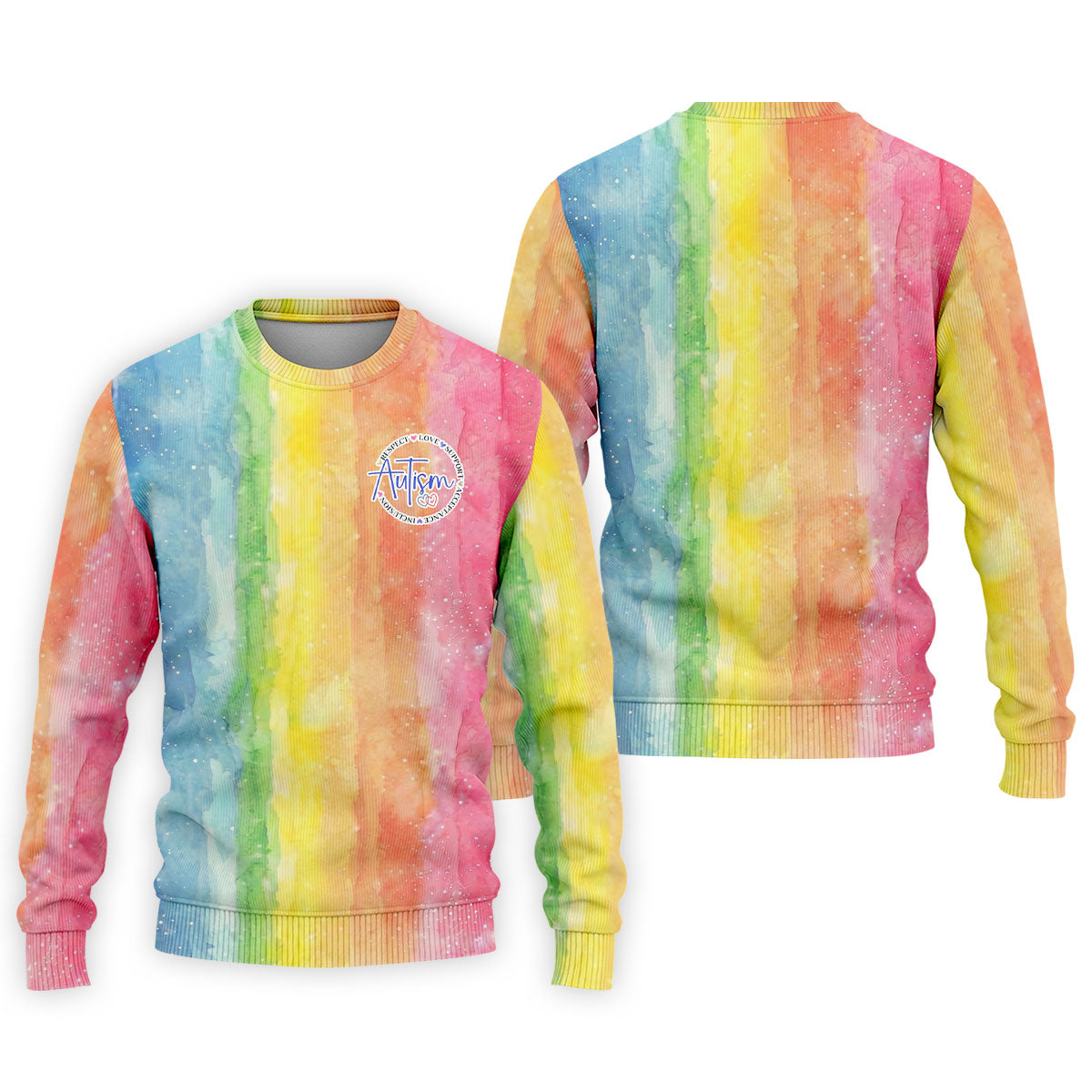 Autism Awareness Watercolor Rainbow Men's Golf Shirt, Polo ShirtFor Men, Golf Shirts For Men
