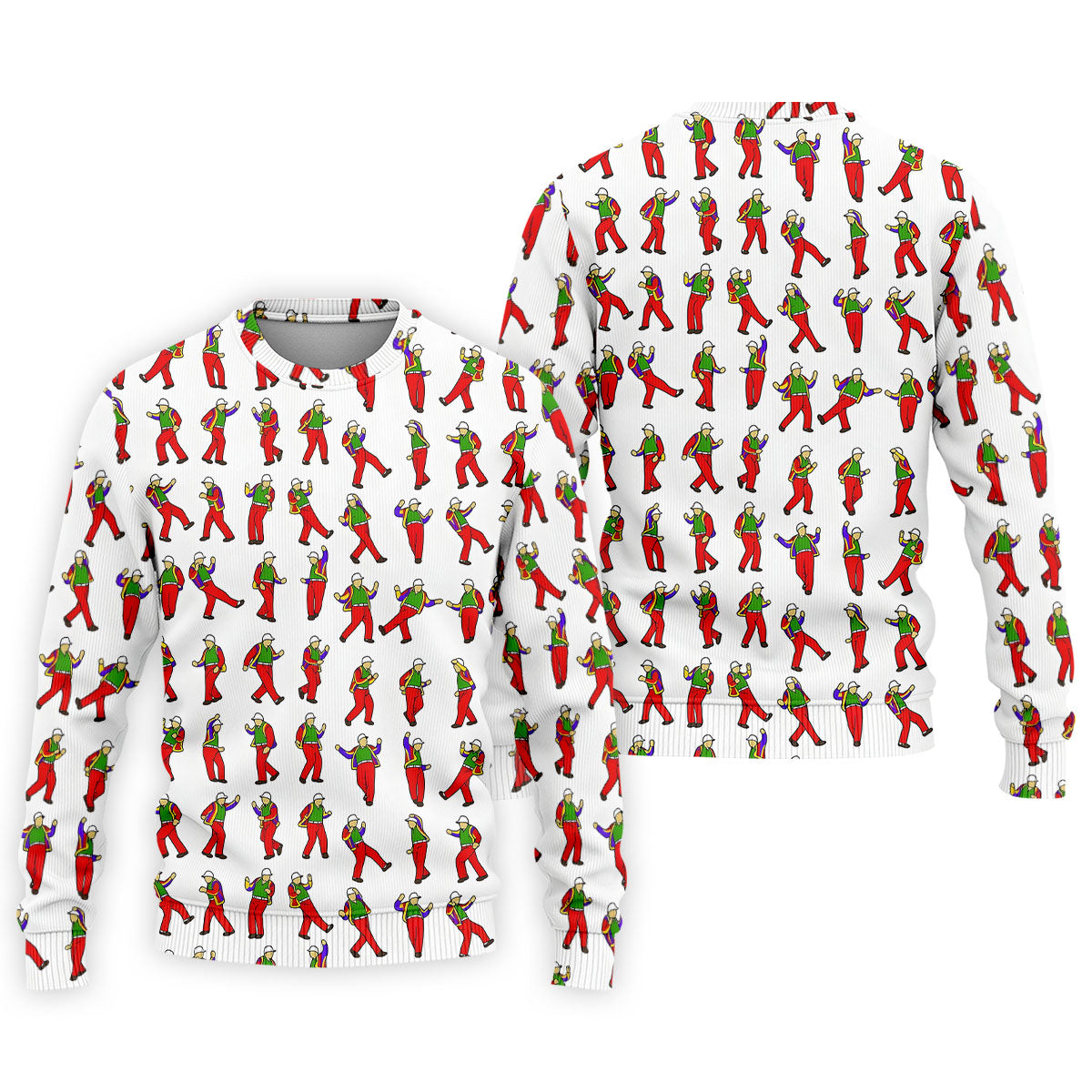 Colorful Dancing Character Pattern Polo Shirt, Hawaiian Golf Shirt, Mens Golf Apparel