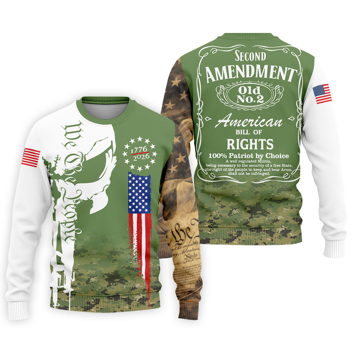American Bill Of Rights Father's Day Camo Golf Shirt, 250 Years 4th Of July Polo Shirts For Men