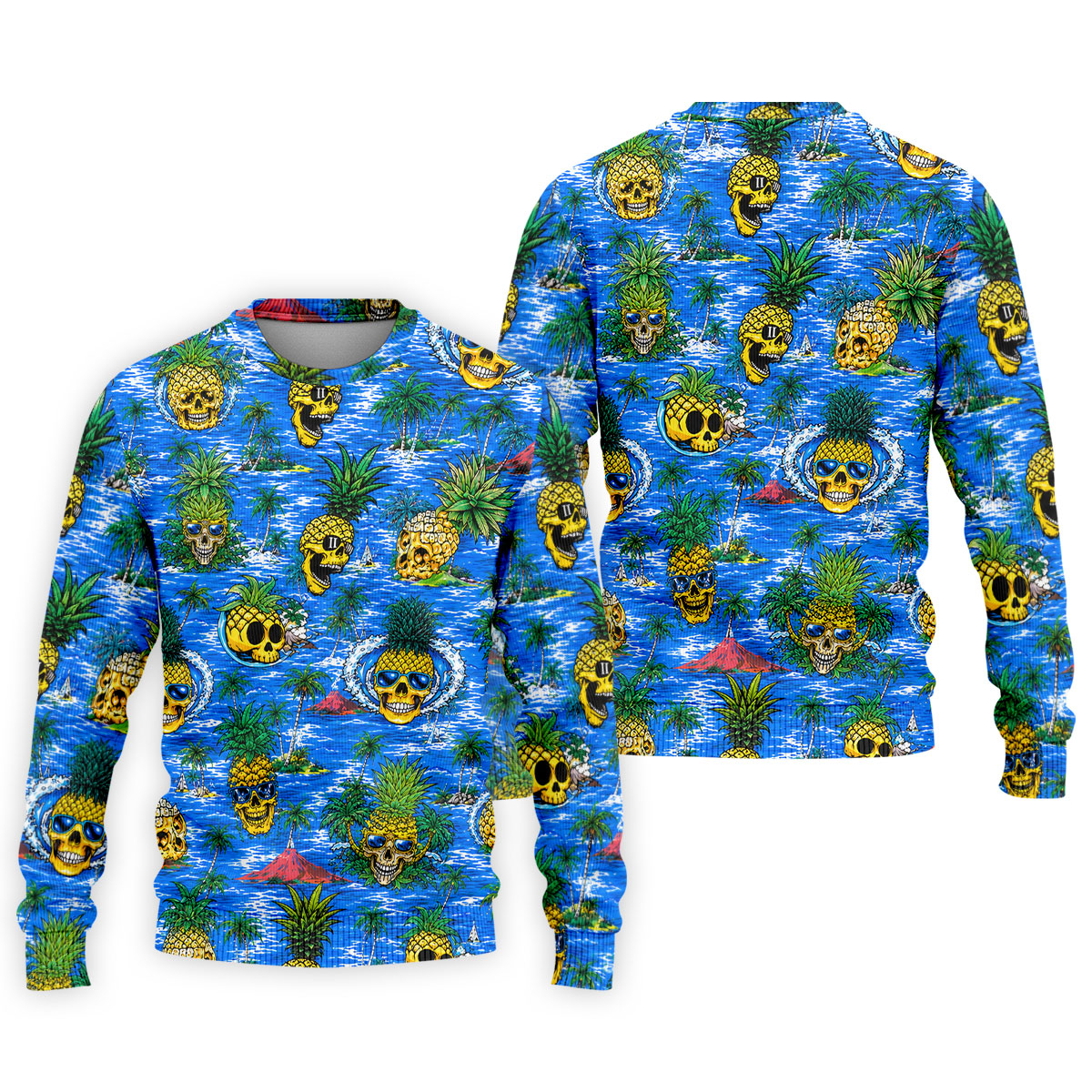 Pineapple Skull Island Ocean Hawaiian Golf Shirt, Hawaiian Golf Shirt, Golf Shirts For Men