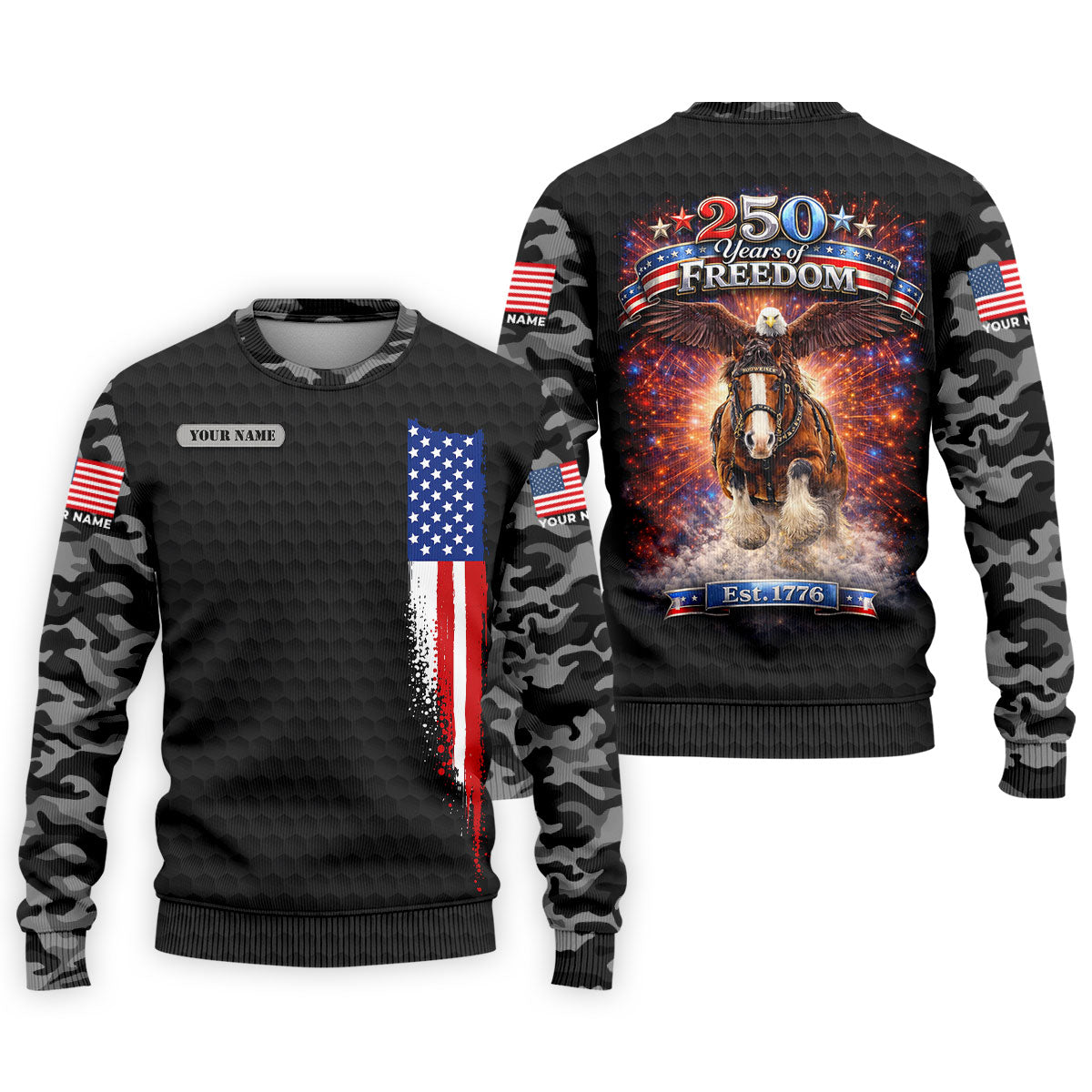 250 Years Of Freedom Black Camo Patriotic Golf Shirt, 4th Of July Golf Shirts For Men