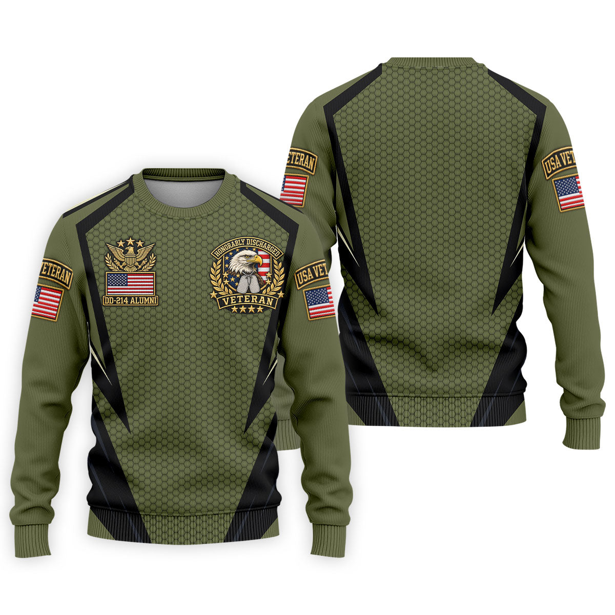 DD-214 Olive Hexagon Golf Polo Shirt, Golf Apparel For Men, Veterans Day Golf Shirt