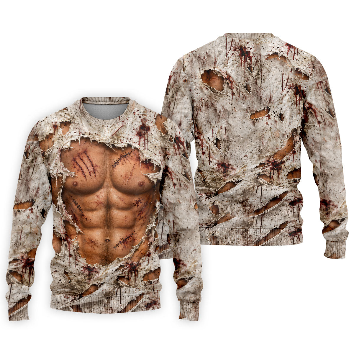 Torn Shirt Muscle Chest Illusion Halloween Polo Shirt, Mens Golf Polo, Printed Golf Shirts