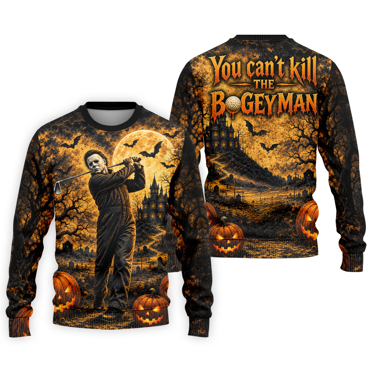 Bogeyman Horror Character Halloween Golf Polo Shirt, Mens Golf Polo, Mens Golf Shirts