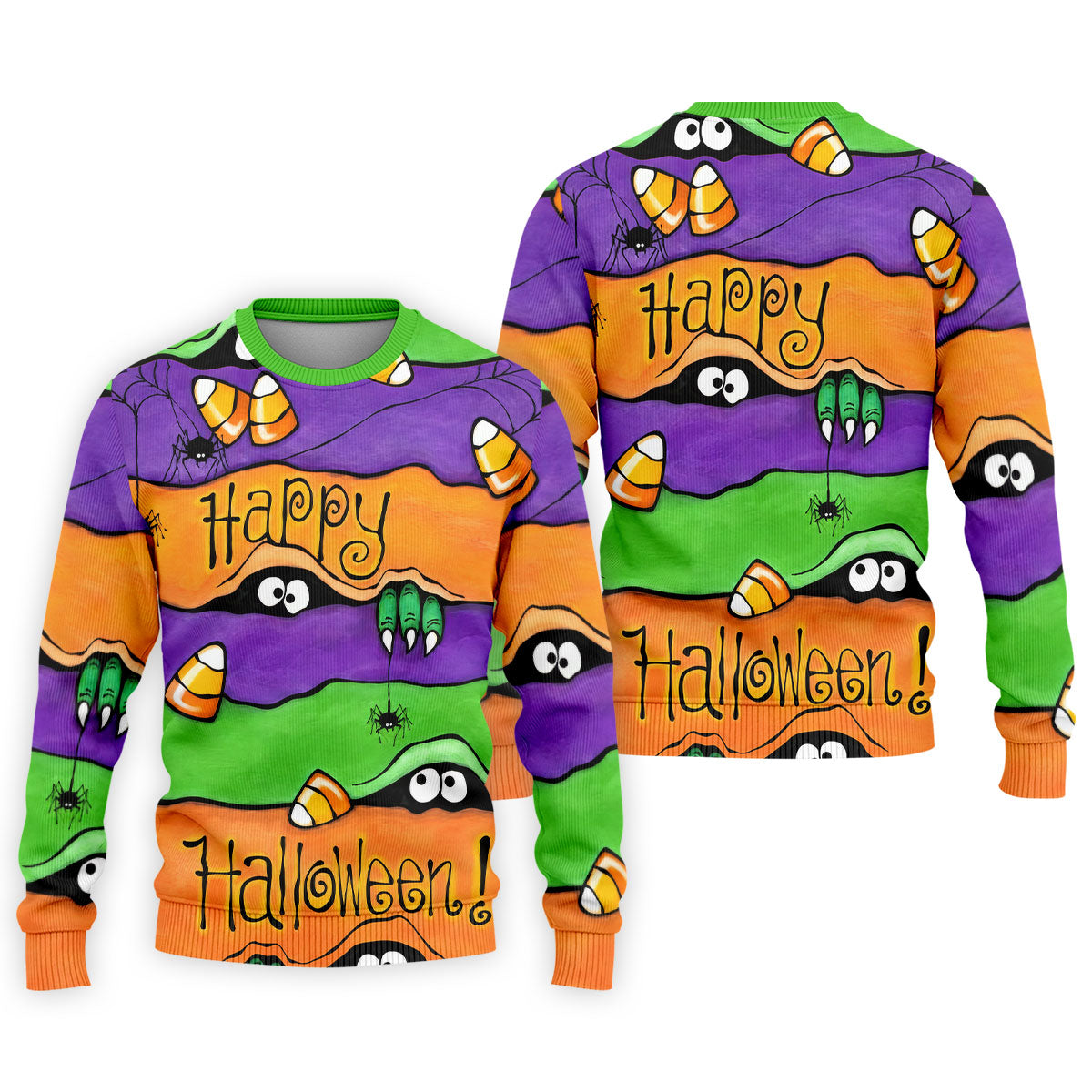 Happy Halloween Candy Monster Horror Character Polo Shirt, Golf Shirt, Mens Golf Polo