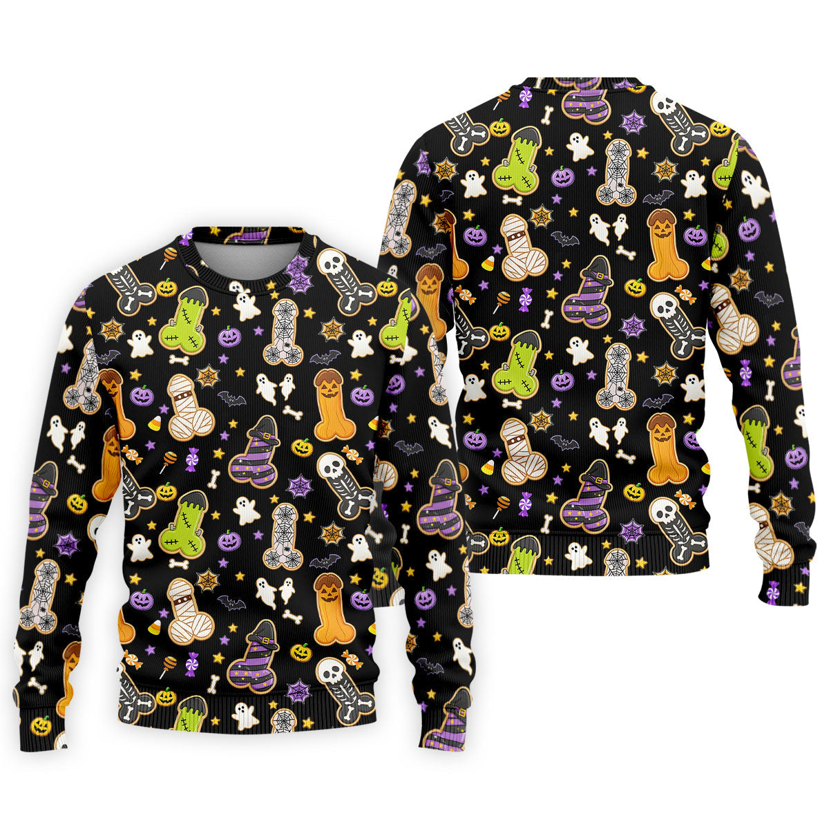Funny Adult Halloween Cookie Pattern Polo Shirt, Men's Golf Shirt, Printed Golf Shirts