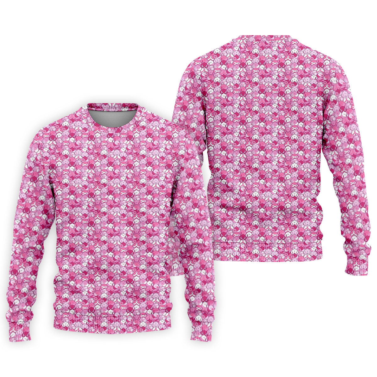 Pink Breast Cancer Hearts And Ribbons Polo Shirt, Golf Shirts For Men, Mens Golf Polo