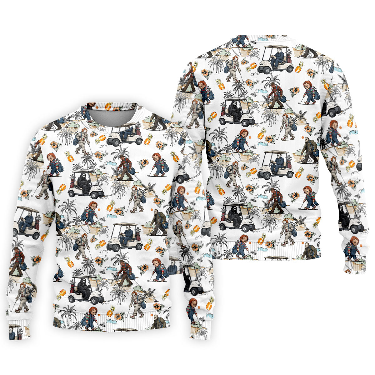 Golfing Horror Character Halloween Golf Shirt, Golf Polo Shirts For Men, Printed Golf Shirts