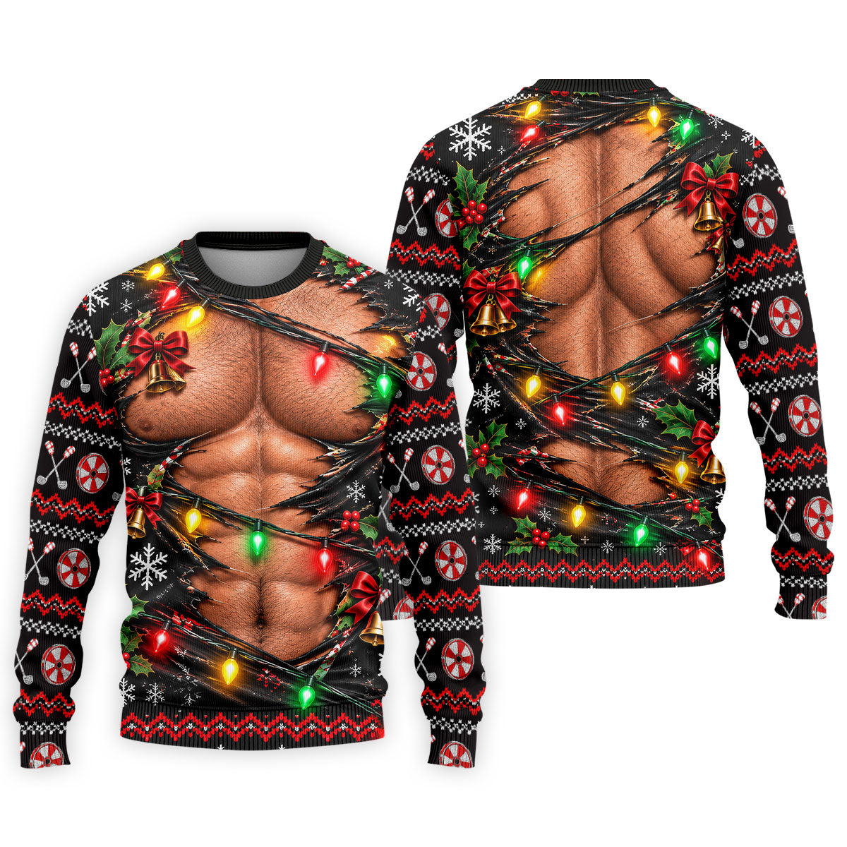 Christmas Ripped Muscle Polo Shirt, Christmas Golf Shirt For Men, Mens Golf Apparel