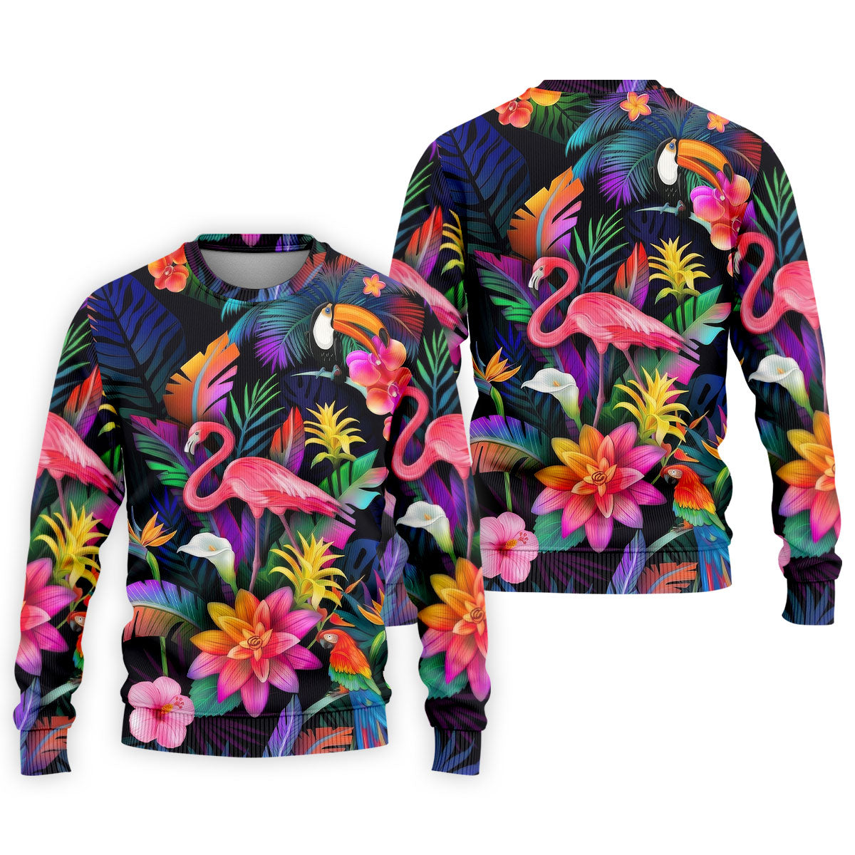 Colorful Tropical Birds And Flamingo Golf Shirt, Mens Golf Polo, Printed Golf Shirts