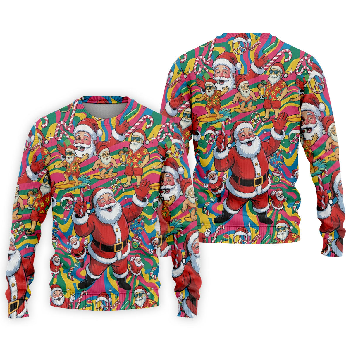 Funny Tropical Santa Christmas Polo Shirt, Mens Golf Polo, Christmas Shirts For Men