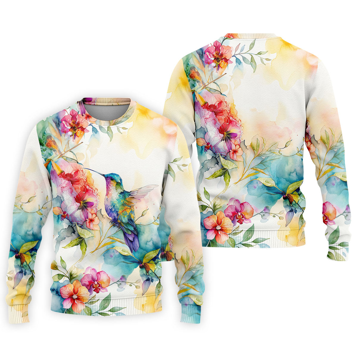 Watercolor Hummingbird Floral Polo Shirt, Men's Golf Shirt, Golf Apparel For Men