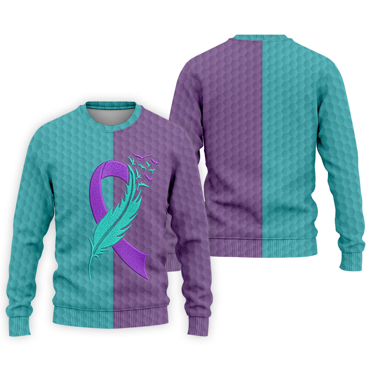 Suicide Prevention Ribbon Feather Birds Golf Polo Shirt, Mens Golf Polo, Mens Golf Apparel