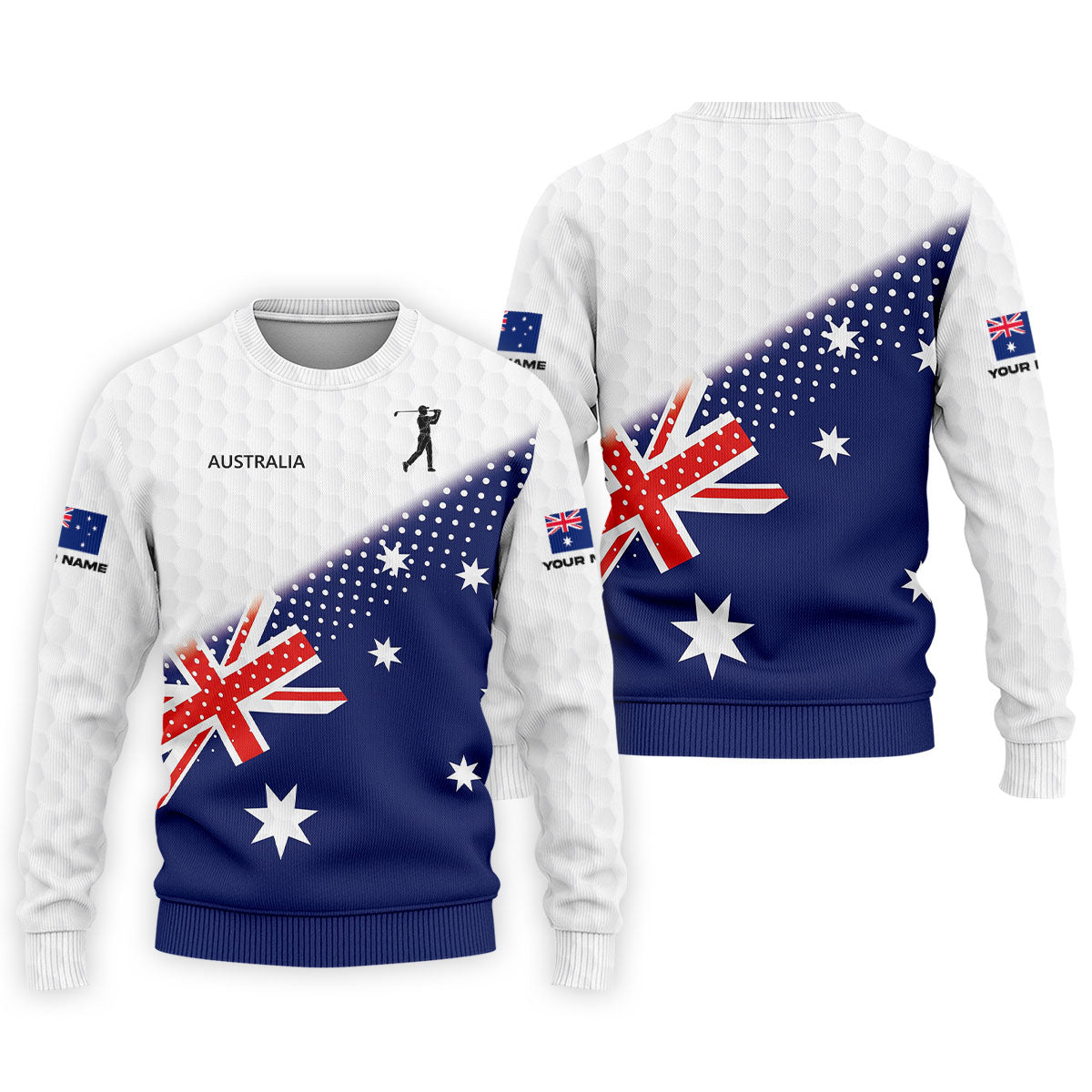 Golf Ball Pattern Australia Flag Print Men's Golf Top, Polo Shirts For Men, Golf Shirts For Men