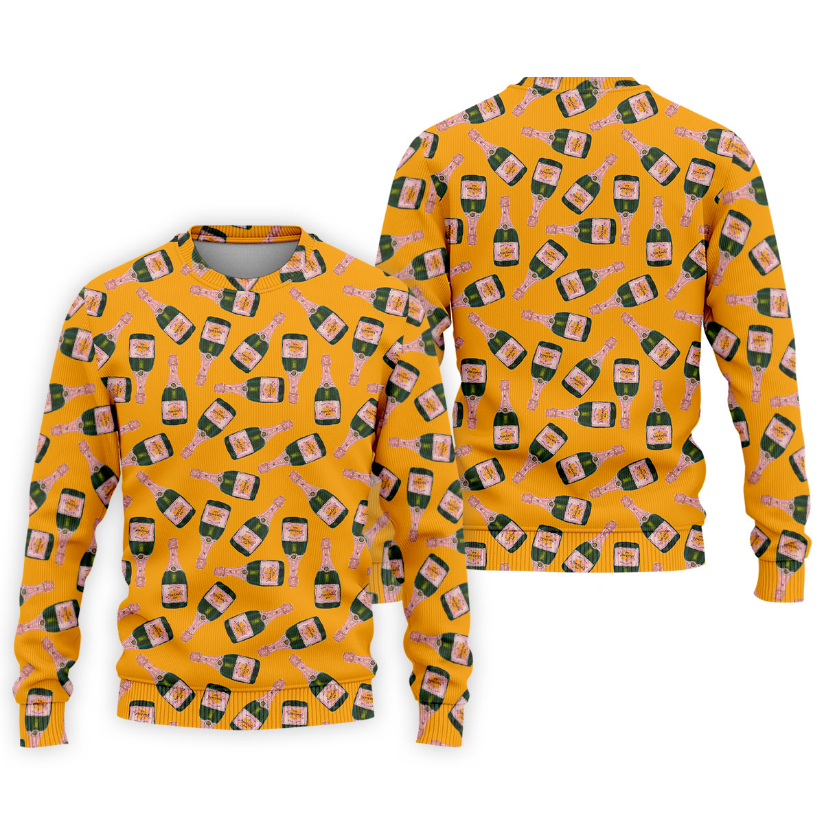 Rosé Champagne Seamless Pattern Yellow Golf Shirt, Polo ShirtFor Men, Golf Shirts For Men