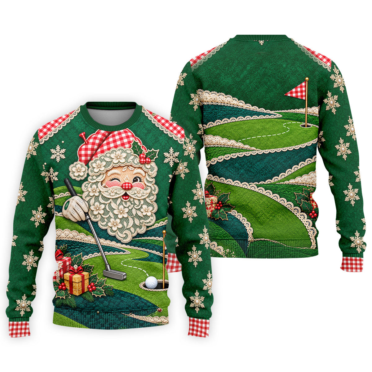 Christmas Winking Santa Golf Polo Shirt, Christmas Golf Shirt, Mens Golf Apparel