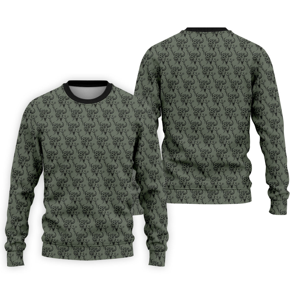 Cow Skull With Flowers Western Theme Forest Green Golf Tops For Men, Polo ShirtFor Men, Golf Shirts For Men