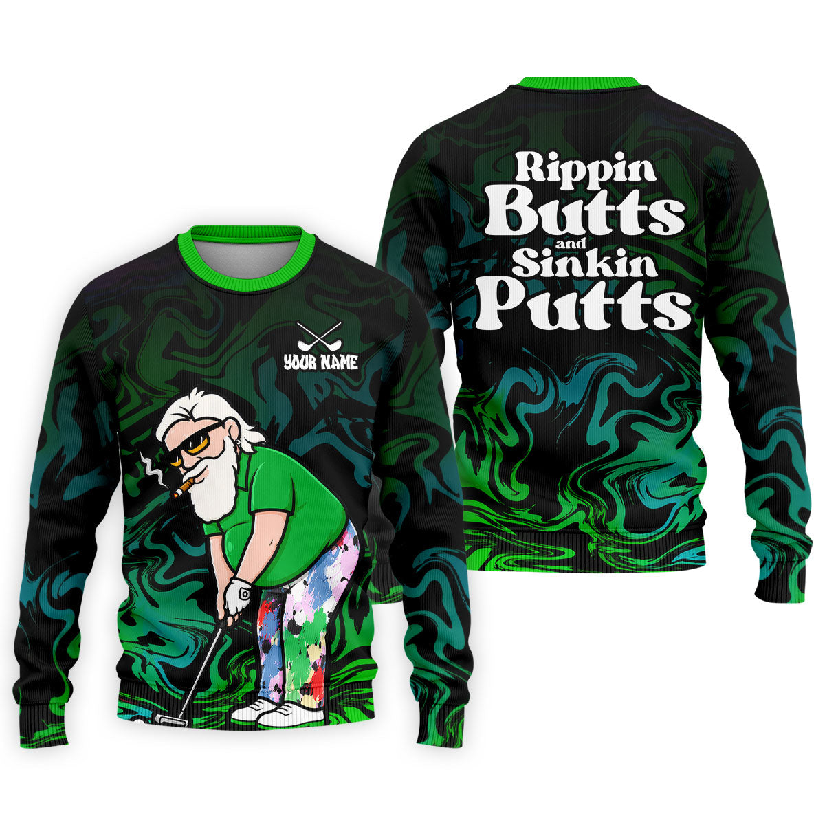 Funny Rippin Butts And Sinkin Putts Polo Shirt, Mens Golf Polo, Golf Apparel For Men