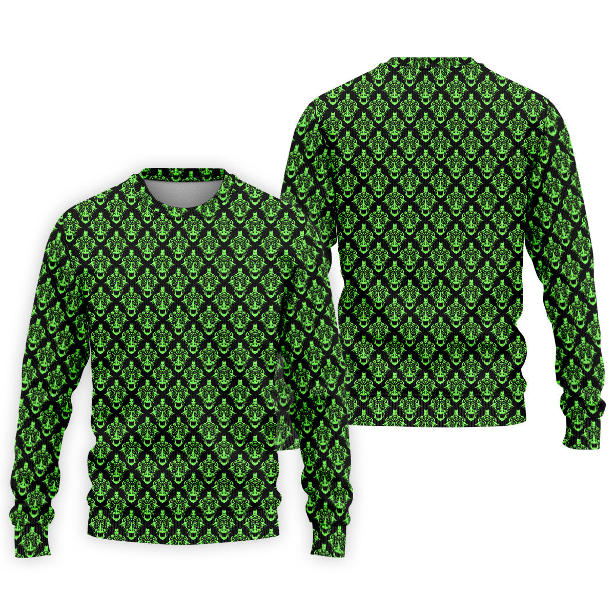 Neon Green Horror Character Pattern Golf Shirt, Mens Golf Polo, Halloween Golf Shirt