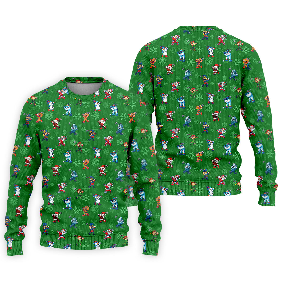 Funny Christmas Characters Golf Pose Green Golf Shirt, Christmas Golf Shirt, Polo Shirts For Men