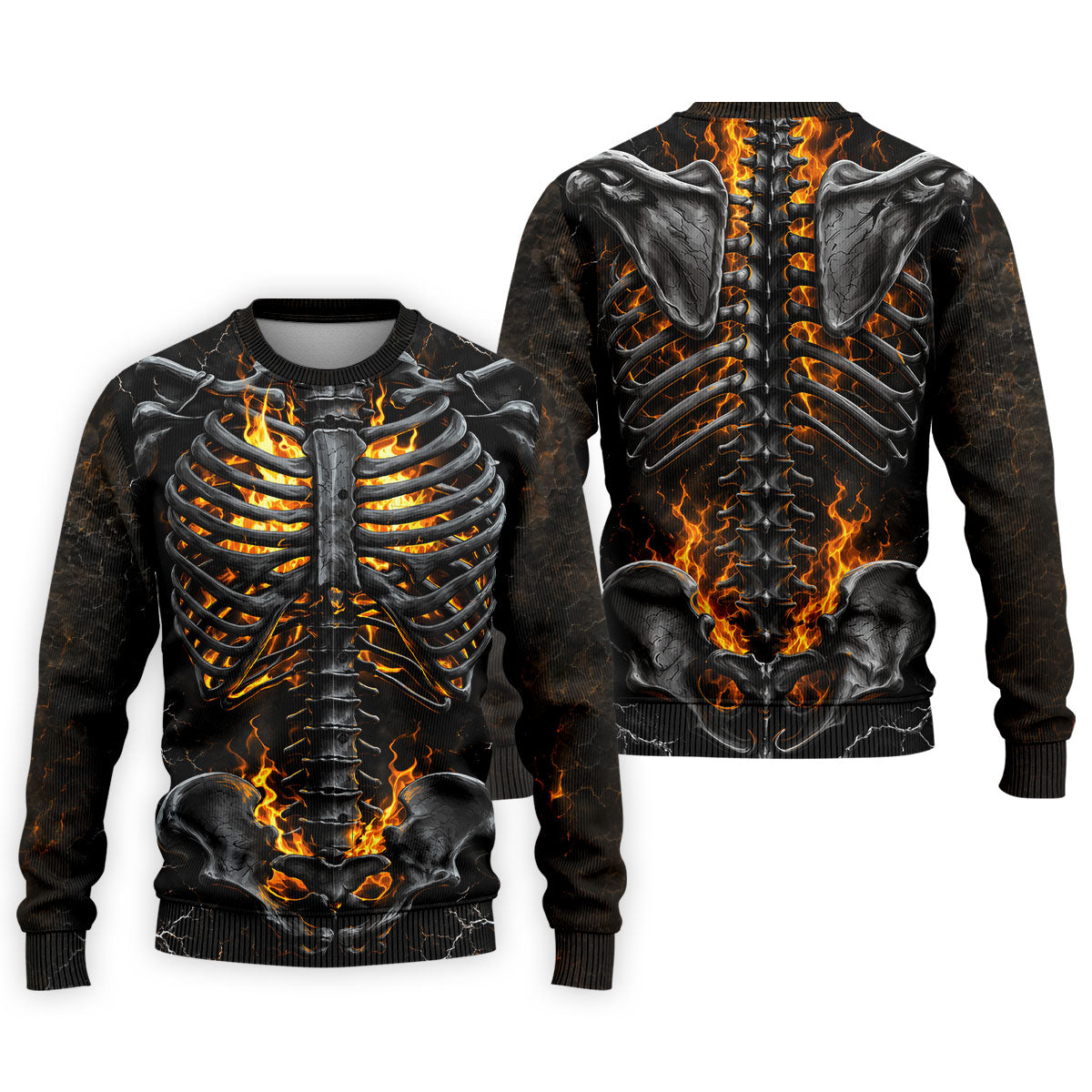 Burning Skeleton Rib Cage Halloween Polo Shirt, Mens Polo Shirts, Golf Apparel For Men