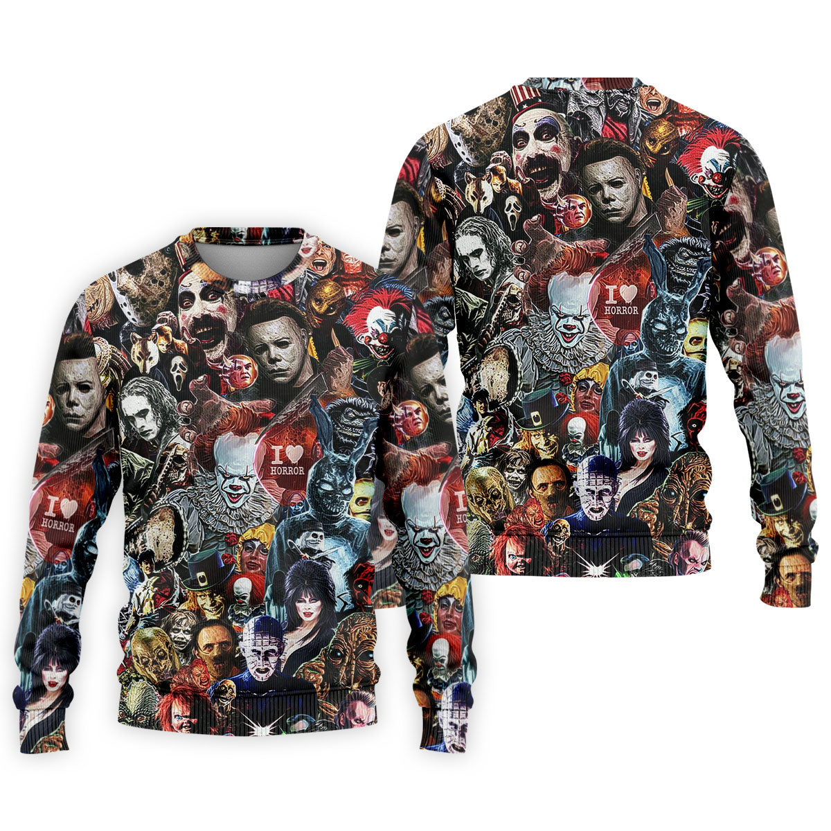 Classic Horror Icons Collage Halloween Golf Shirt, Mens Golf Polo, Printed Golf Shirts