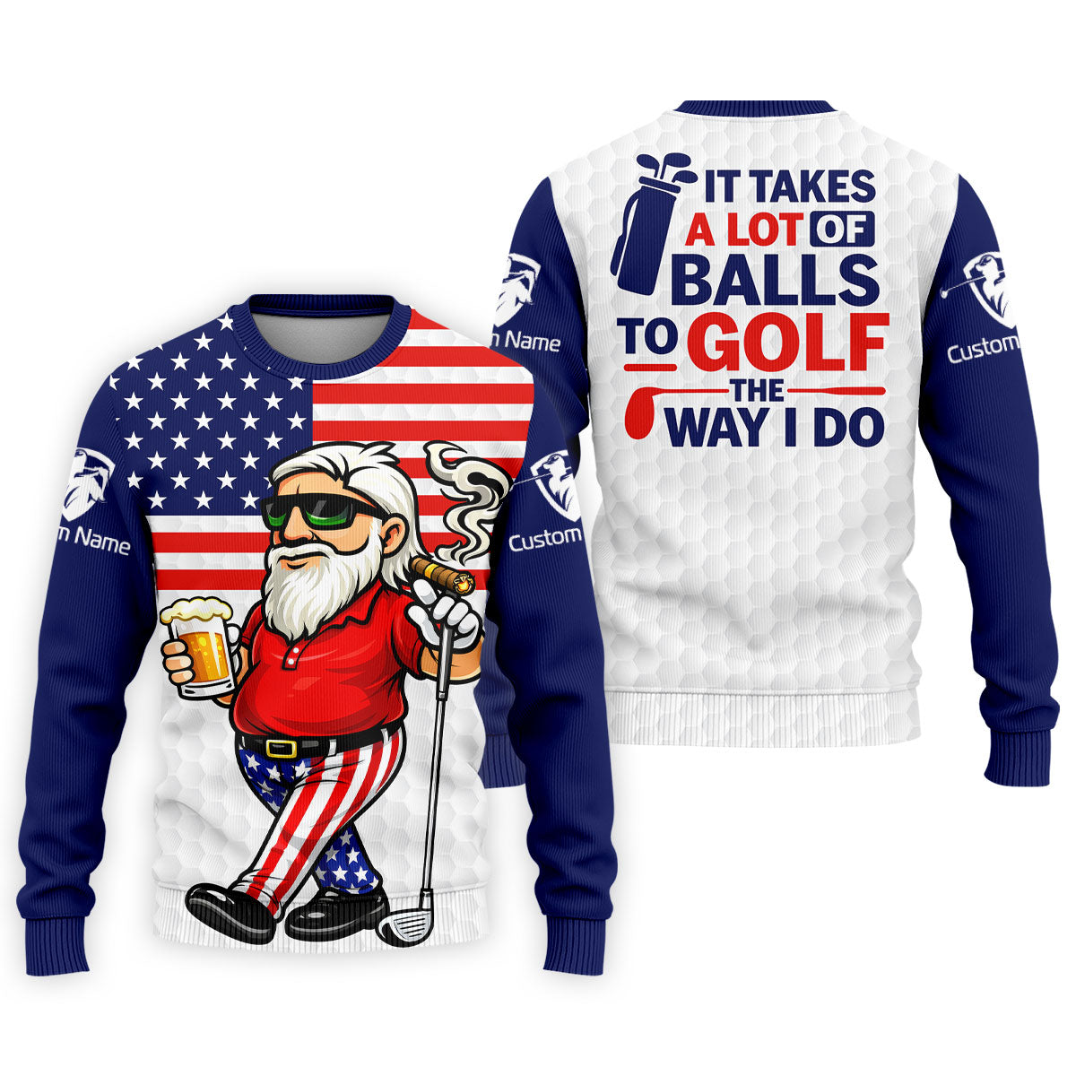 It Takes A Lot Of Ball To Golf The Way I Do Patriotic Man 4th Of July Golf Shirt, 250 Years Polo Shirts For Men