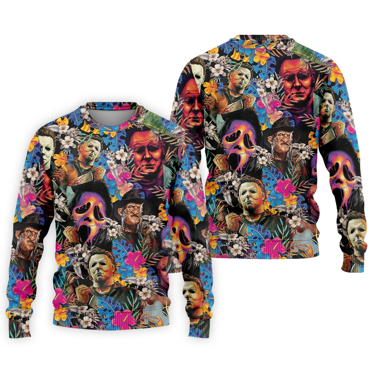 Tropical Horror Character Hawaiian Golf Shirt, Mens Golf Polo, Halloween Golf Apparel