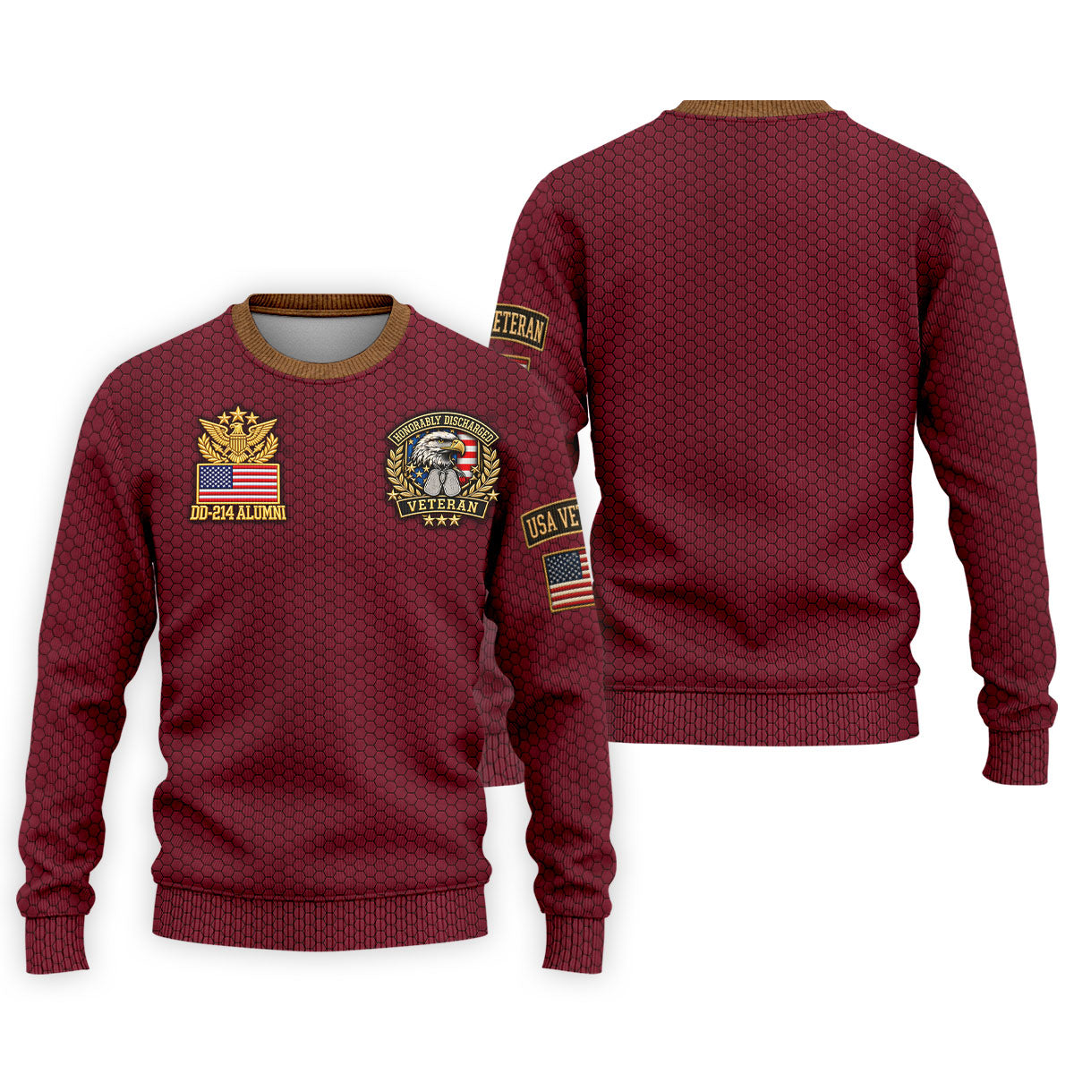DD-214 Burgundy Honeycomb Veteran Polo Shirt, Veterans Day Shirt, Golf Shirts For Men