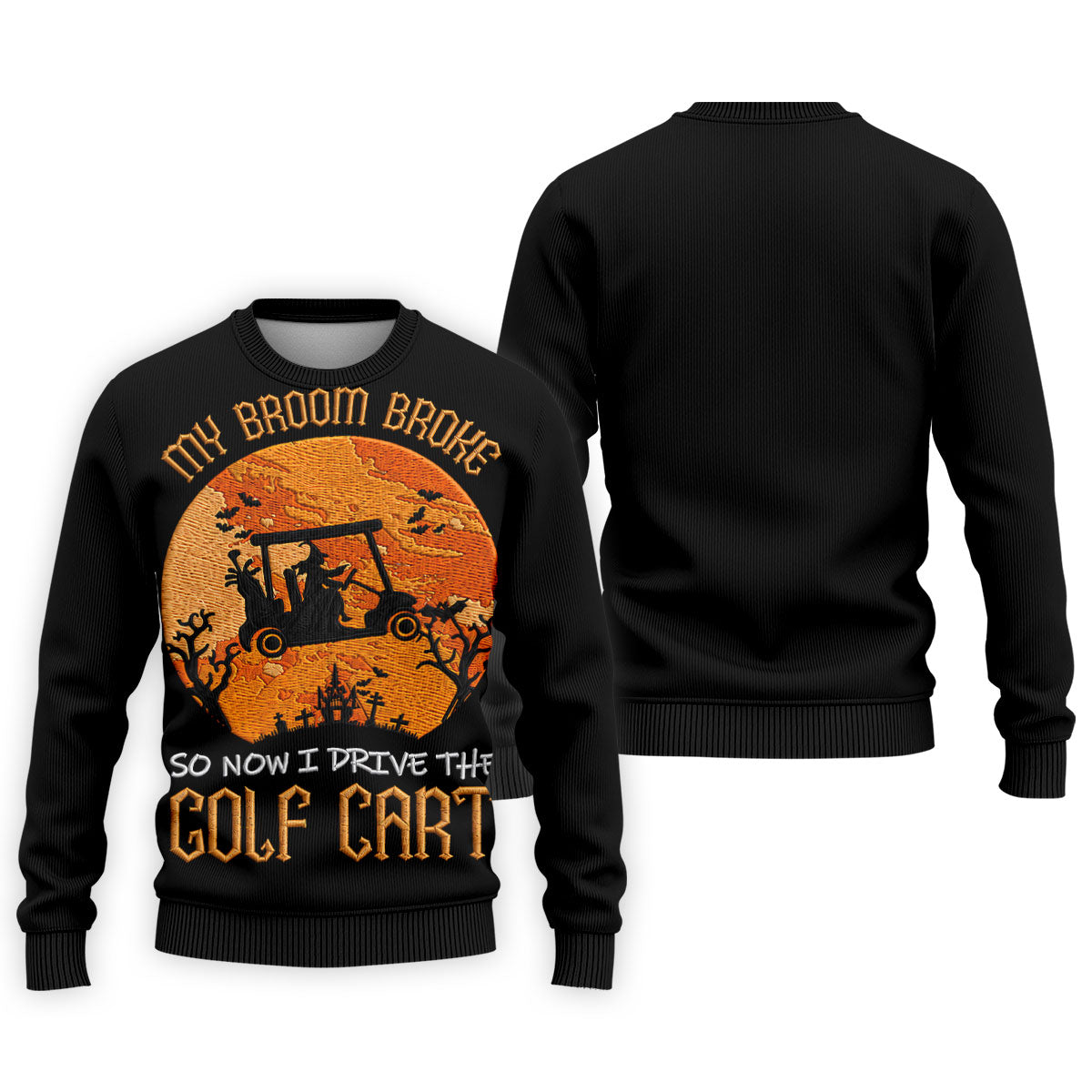 Broom Broke Now I Drive Golf Cart Halloween Polo Shirt, Mens Golf Polo, Mens Polo Shirts