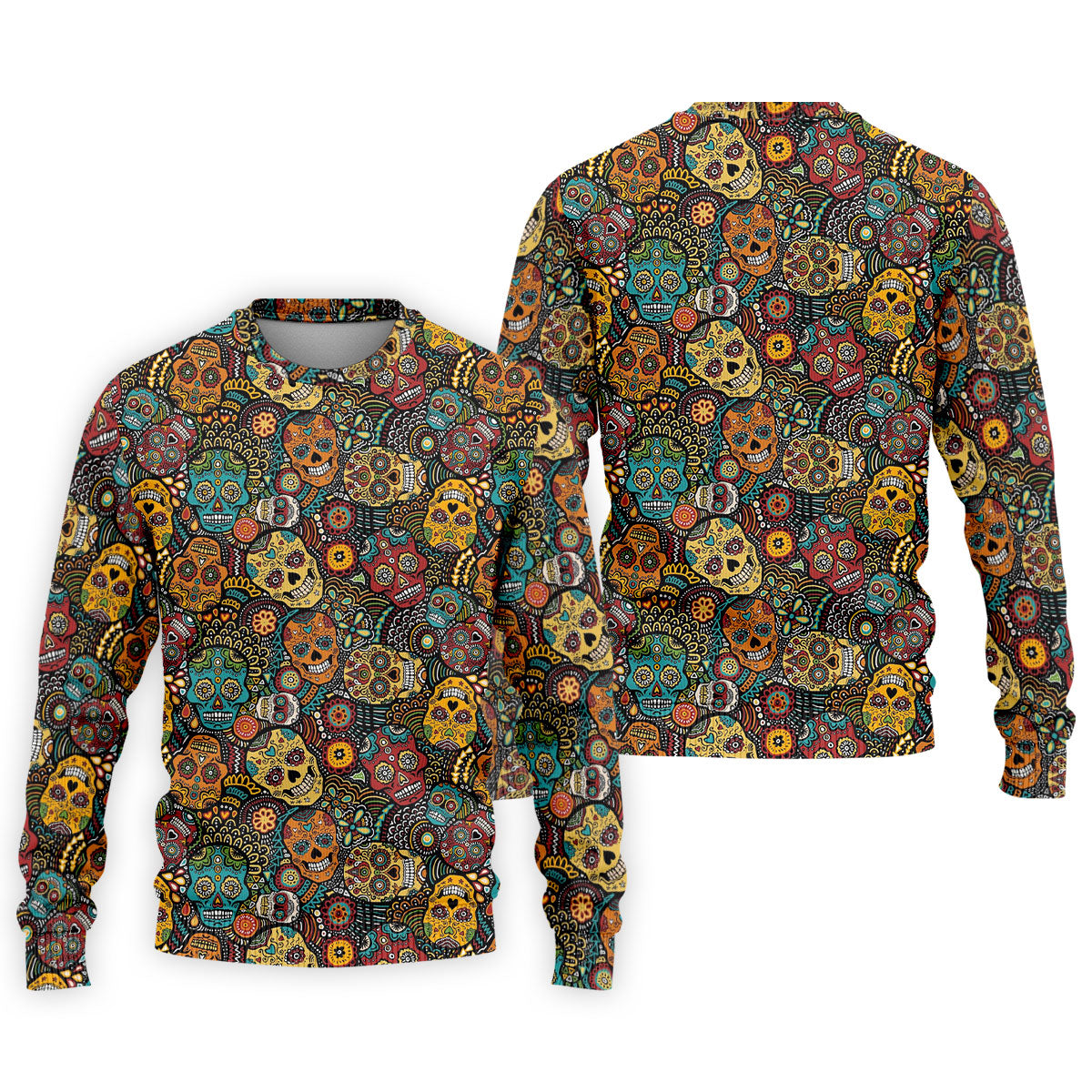 Colorful Sugar Skull Halloween Polo Shirt, Golf Shirts For Men, Golf Apparel For Men