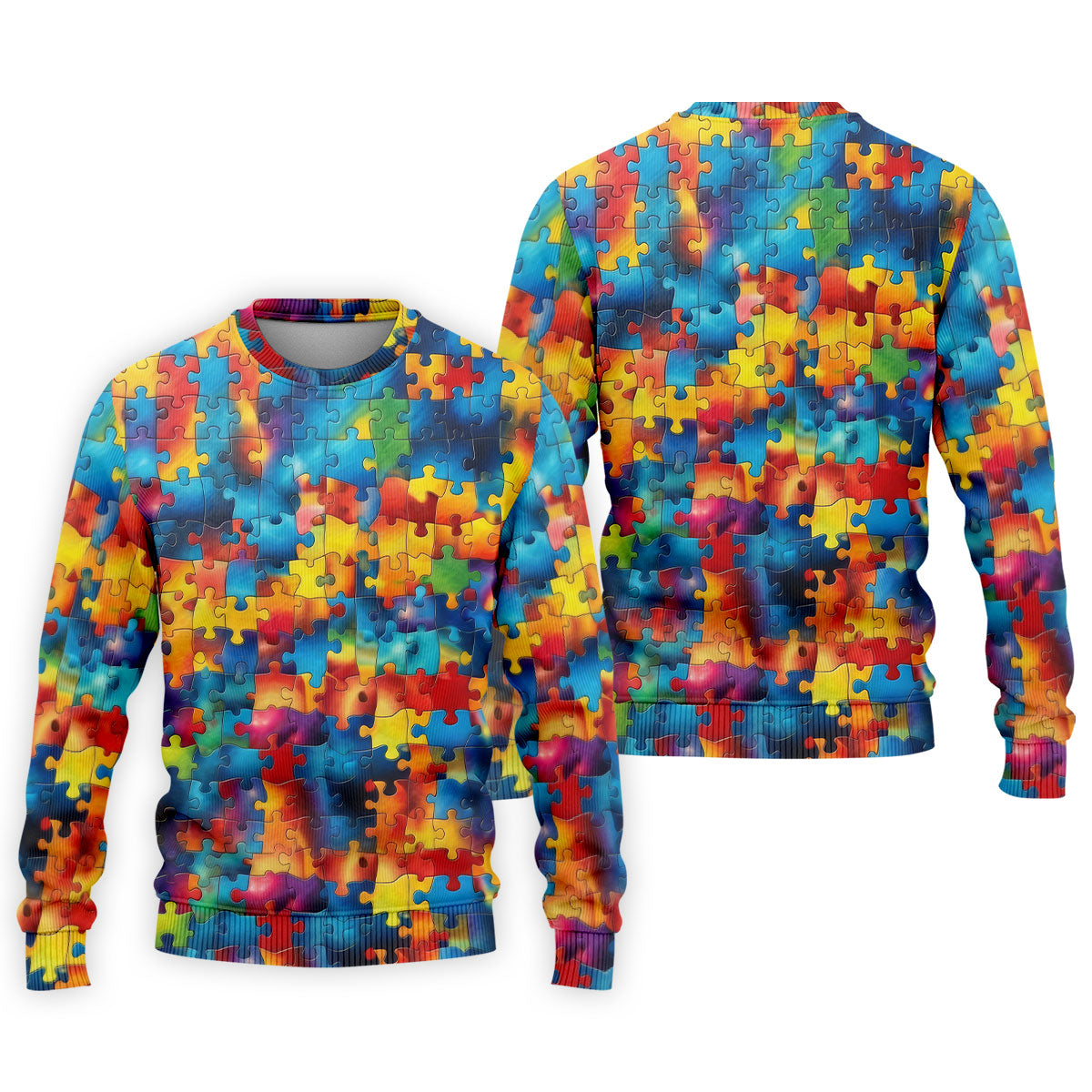 Autism Awareness Rainbow Gradient Puzzle Pattern Golf Tops For Men, Men's Golf Shirt, Polo ShirtFor Men